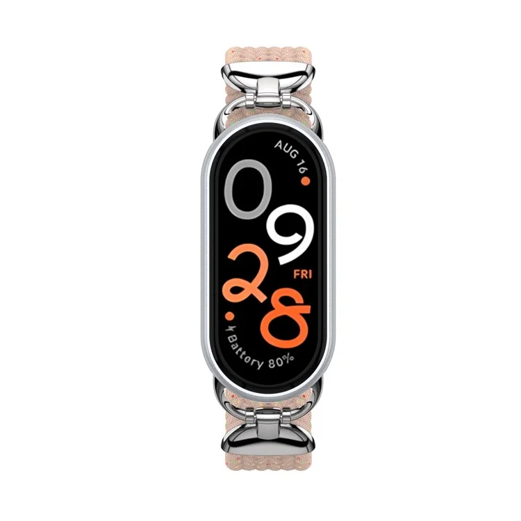 Wrist Strap for Xiaomi Smart Band 10 / 9 / 8 Nylon Woven Watch Band with Metal Connector, Size S - Pink with Color Dot