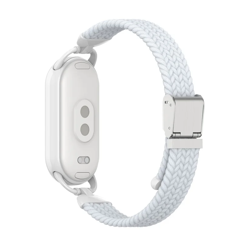 Wrist Strap for Xiaomi Smart Band 10 / 9 / 8 Metal Connector Nylon Woven Watch Band with Buckle - White