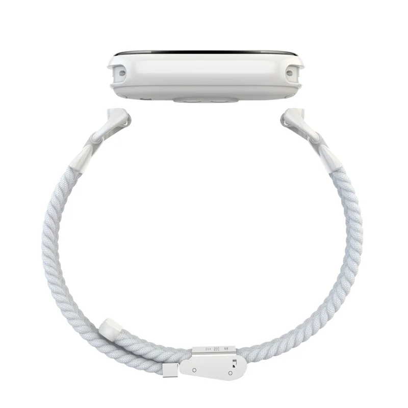 Wrist Strap for Xiaomi Smart Band 10 / 9 / 8 Metal Connector Nylon Woven Watch Band with Buckle - White