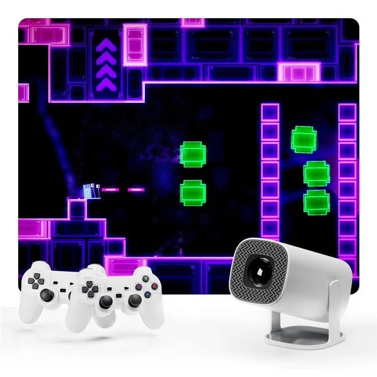 P30MAX Portable Gaming Projector with 2 Controller 720P HD Android 11 36000+ Games Screen Projection Device - EU Plug