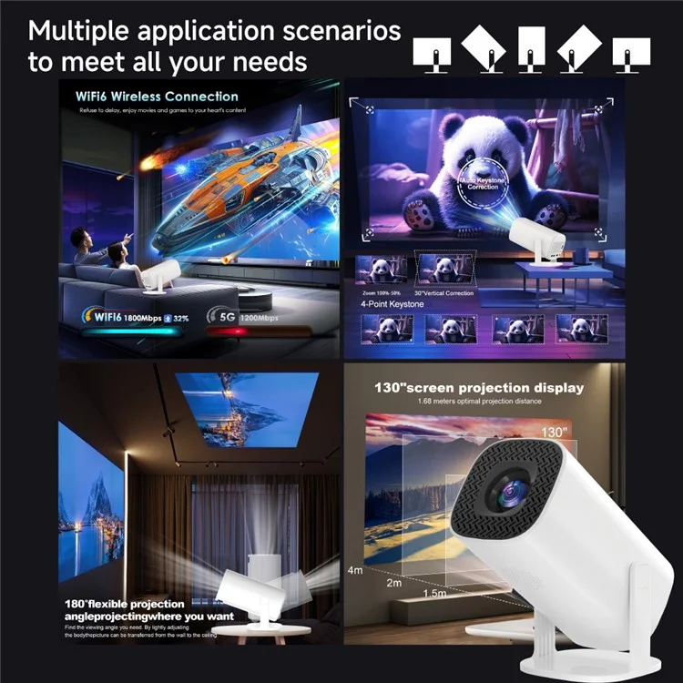 P30Plus Portable Gaming LED Projector 1280x720P 150 ANSI Lumens Android 11 Game Projector - EU Plug