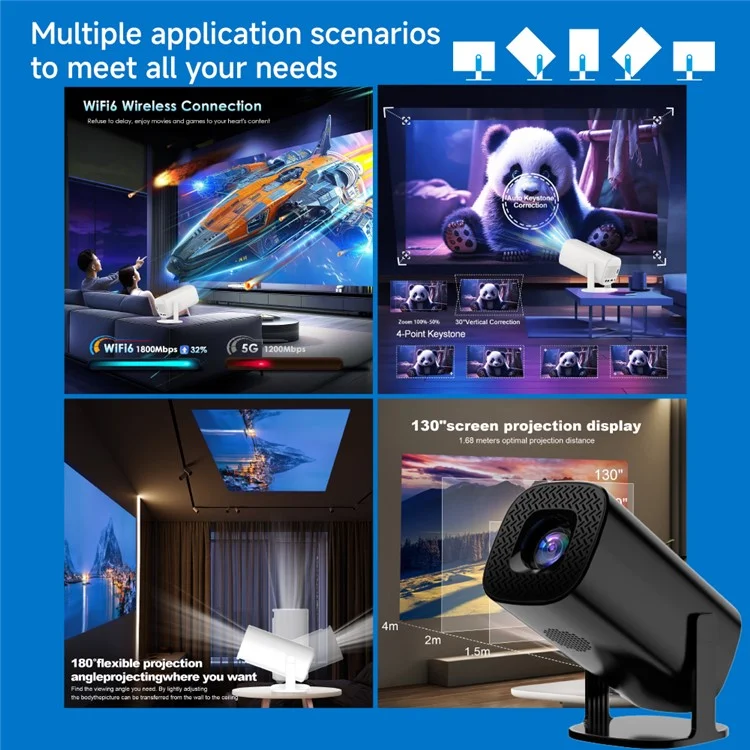 P30 Ultra Tragbarer LED Gaming Projektor 150 ANSI Lumen Android 11 WiFi Bluetooth-kompatibel Spiele Projektor - EU Stecker