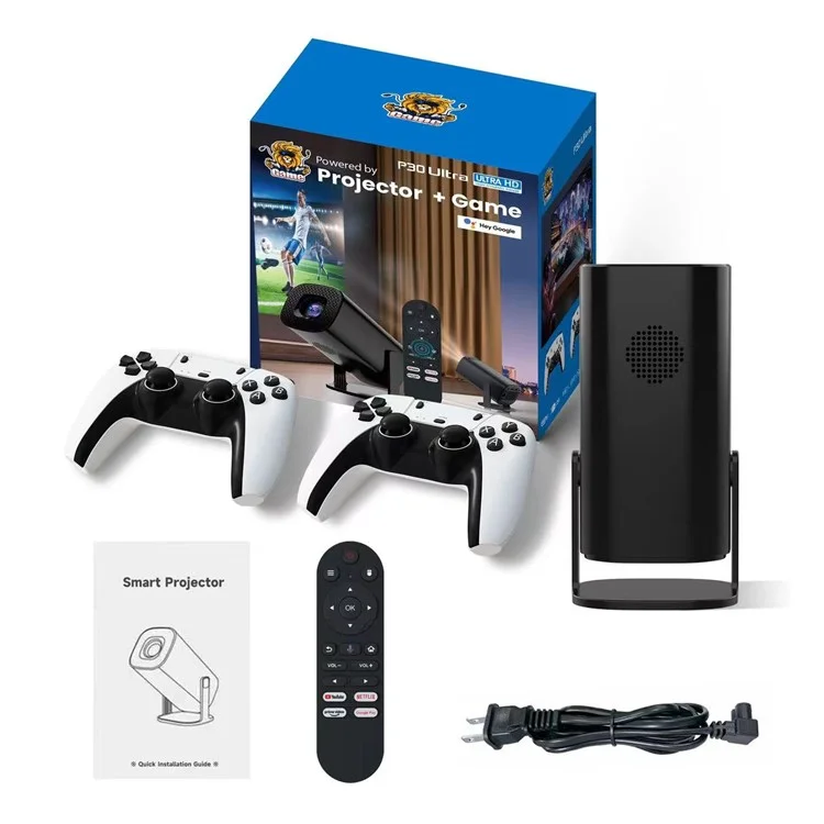 P30 Ultra Tragbarer LED Gaming Projektor 150 ANSI Lumen Android 11 WiFi Bluetooth-kompatibel Spiele Projektor - EU Stecker