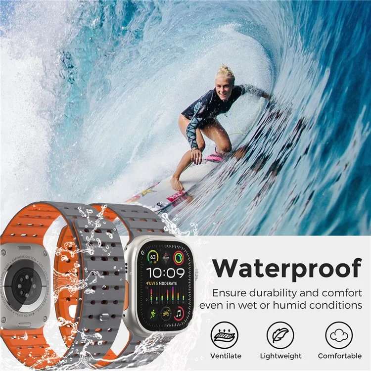 AHASTYLE WE33 Armband Für Apple Watch Series 10 Ultra 9 8 7 SE 6 5 4 3 2 1 46mm 49mm 45mm 44mm 42mm Magnetisches Silikon Armband - Grau + Orange