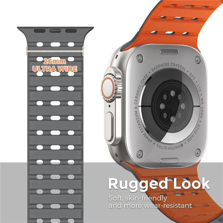 AHASTYLE WE33 Armband Für Apple Watch Series 10 Ultra 9 8 7 SE 6 5 4 3 2 1 46mm 49mm 45mm 44mm 42mm Magnetisches Silikon Armband - Grau + Orange