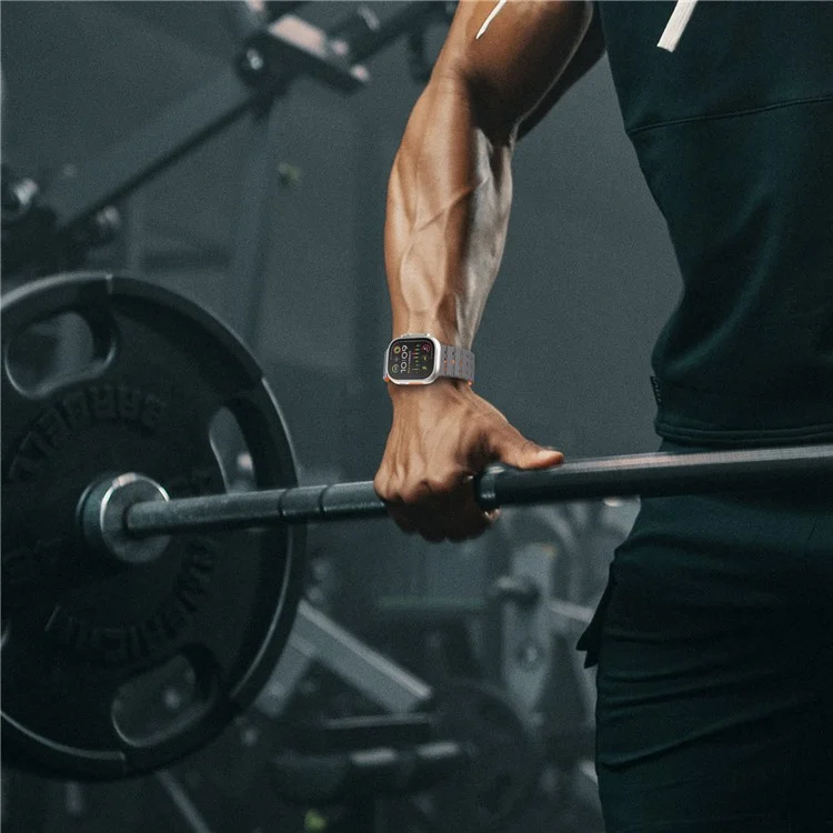 AHASTYLE WE33 Armband Für Apple Watch Series 10 Ultra 9 8 7 SE 6 5 4 3 2 1 46mm 49mm 45mm 44mm 42mm Magnetisches Silikon Armband - Grau + Orange