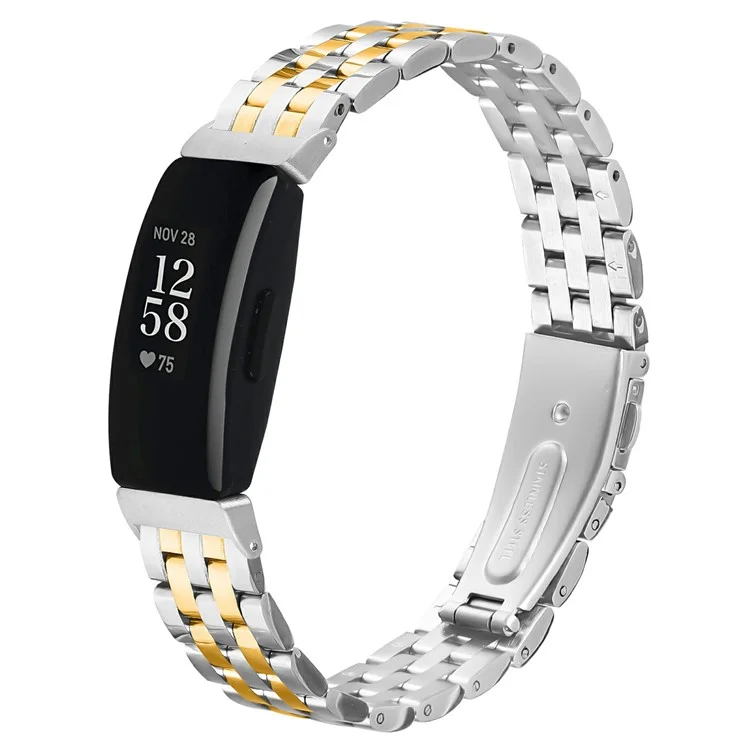 For Fitbit Inspire 2  /  Fitbit Inspire Stainless Steel Watch Band Slingshot Clasp Adjustable Wrist Strap - Silver  /  Gold