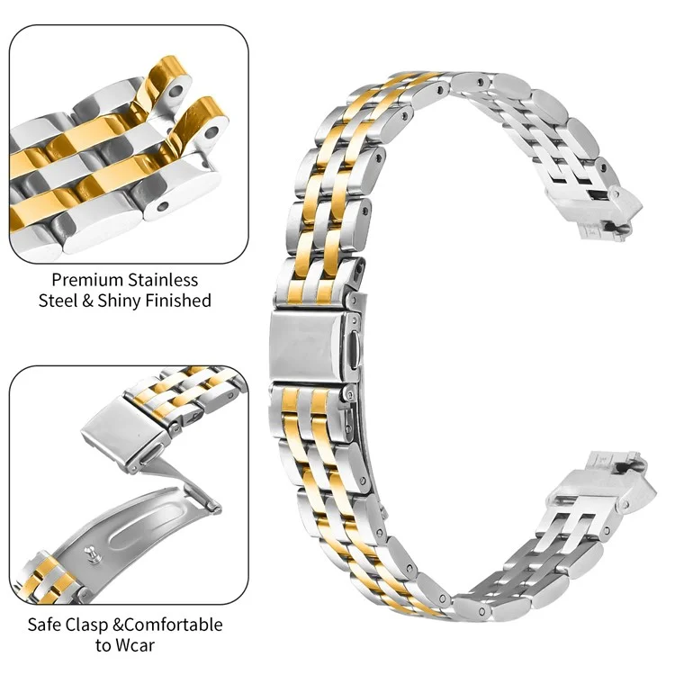 For Fitbit Inspire 2  /  Fitbit Inspire Stainless Steel Watch Band Slingshot Clasp Adjustable Wrist Strap - Silver  /  Gold
