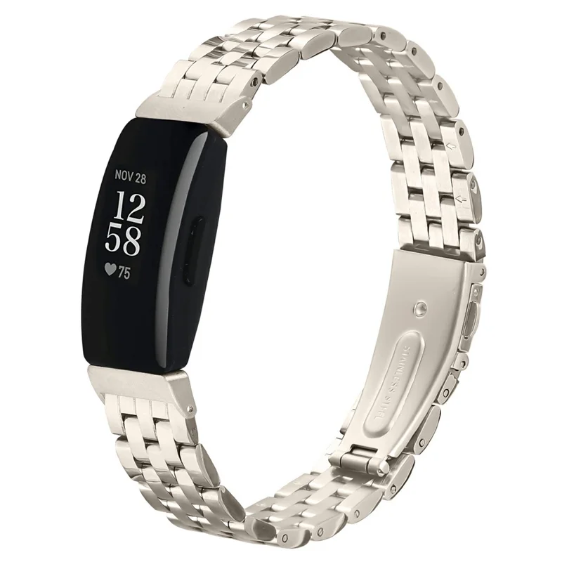 For Fitbit Inspire 2  /  Fitbit Inspire Stainless Steel Watch Band Slingshot Clasp Adjustable Wrist Strap - Starlight