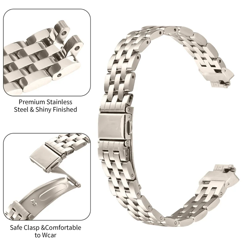 For Fitbit Inspire 2  /  Fitbit Inspire Stainless Steel Watch Band Slingshot Clasp Adjustable Wrist Strap - Starlight