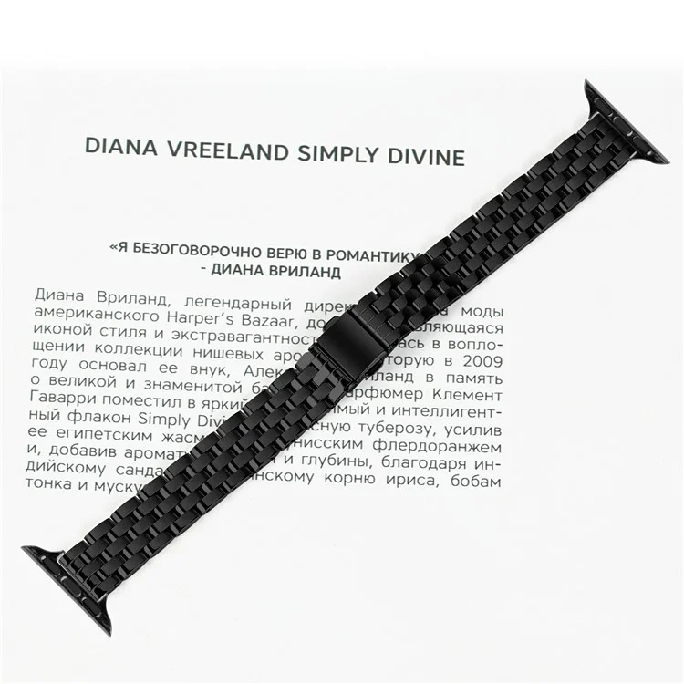 Stainless Steel Watch Band For Apple Watch Series 10 9 8 7 SE 6 5 4 3 2 1 42mm 41mm 40mm 38mm Slingshot Clasp Wrist Strap - Black