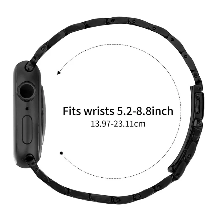 Stainless Steel Watch Band For Apple Watch Series 10 9 8 7 SE 6 5 4 3 2 1 42mm 41mm 40mm 38mm Slingshot Clasp Wrist Strap - Black