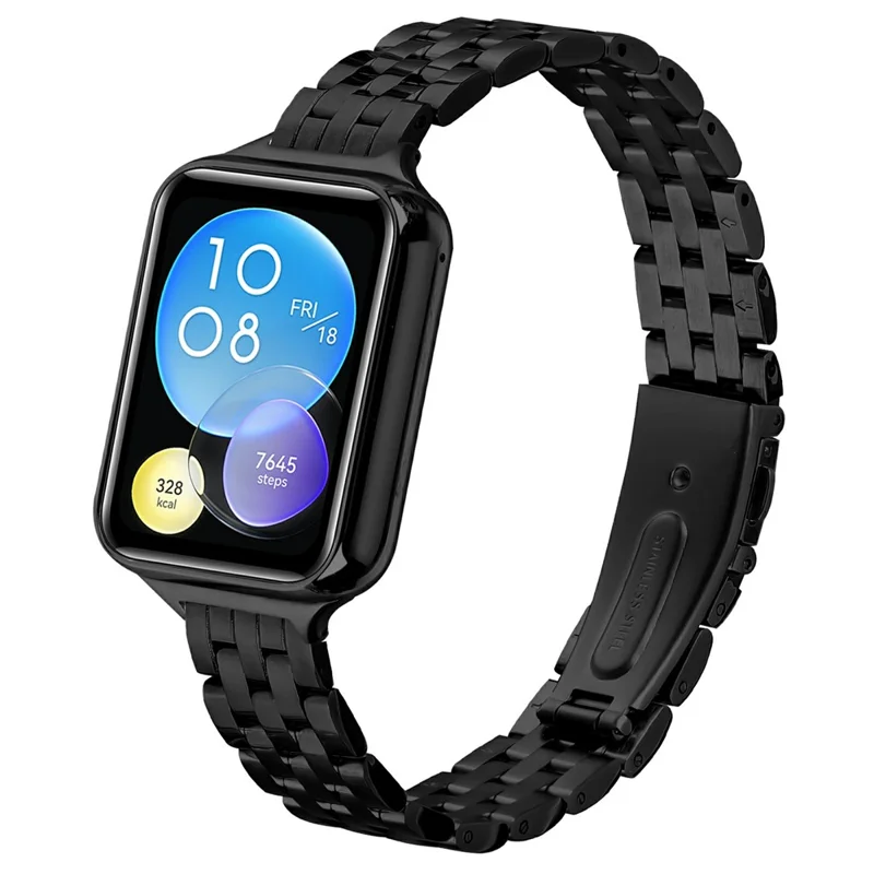For Xiaomi Smart Band 10 Pro / 9 Pro / 8 Pro / Redmi Watch 6 / 5 / 4 Stainless Steel Watch Band Slingshot Clasp Adjustable Wrist Strap - Black