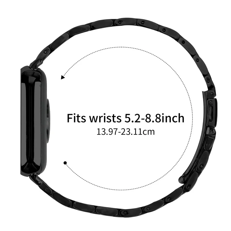 For Xiaomi Smart Band 10 Pro / 9 Pro / 8 Pro / Redmi Watch 6 / 5 / 4 Stainless Steel Watch Band Slingshot Clasp Adjustable Wrist Strap - Black
