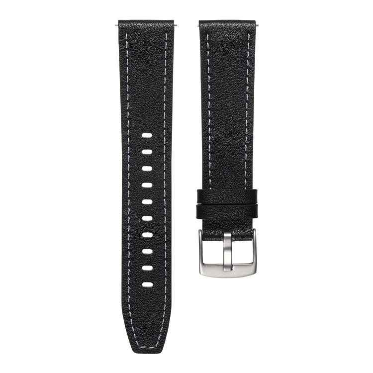 Pour Samsung Galaxy Watch7 44mm / 40mm Bracelet 20mm Cuir de Vache Véritable Ajustable - Noir