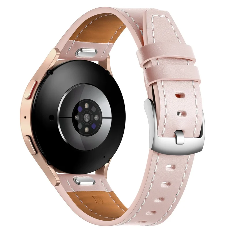 Pour Huawei Watch GT 5 46mm Bracelet 22mm Cuir de Vache Véritable Réglable - Rose Clair