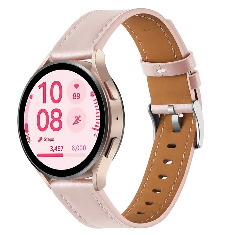 Pour Huawei Watch GT 5 46mm Bracelet 22mm Cuir de Vache Véritable Réglable - Rose Clair