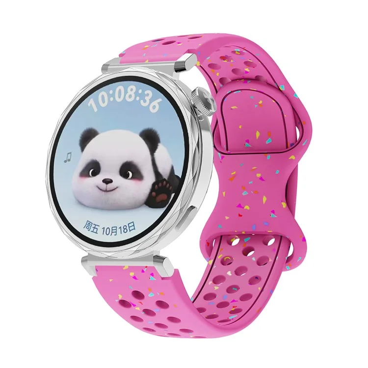 Cinturino di ricambio da 18 mm per Huawei Watch GT 5 41mm / GT 4 41mm, design a pois colorati, in silicone con più fori - Rosa