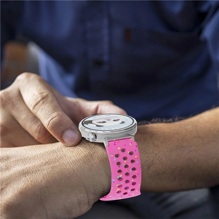 Cinturino di ricambio da 18 mm per Huawei Watch GT 5 41mm / GT 4 41mm, design a pois colorati, in silicone con più fori - Rosa