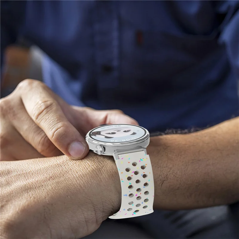 18mm Replacement Strap for Huawei Watch GT 5 41mm / GT 4 41mm Color Dot Silicone Watch Band Multi Hole Design - Starlight