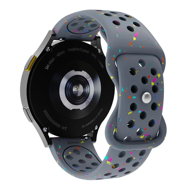 20mm Replacement Strap for Samsung Galaxy Watch7 44mm / 40mm Color Dot Silicone Watch Band Multi Hole Design - Grey Blue