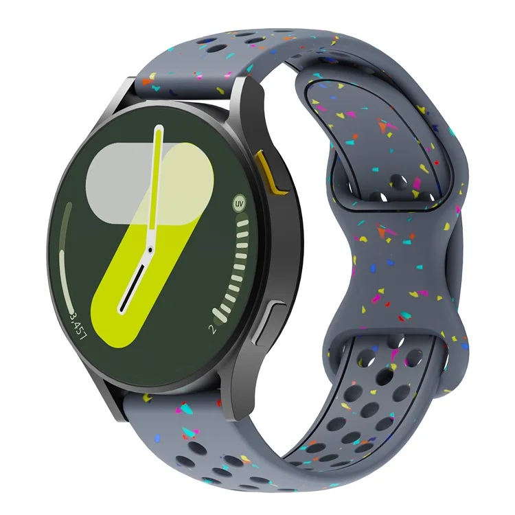 20mm Replacement Strap for Samsung Galaxy Watch7 44mm / 40mm Color Dot Silicone Watch Band Multi Hole Design - Grey Blue