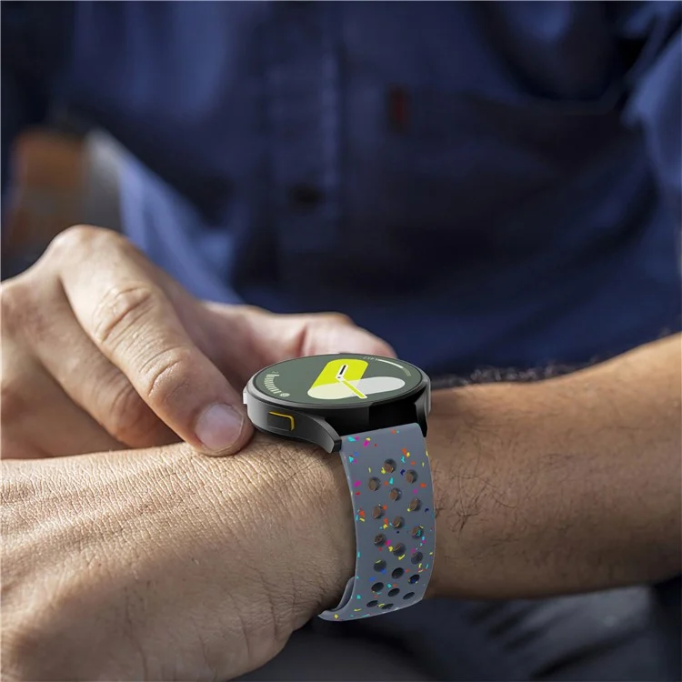 20mm Replacement Strap for Samsung Galaxy Watch7 44mm / 40mm Color Dot Silicone Watch Band Multi Hole Design - Grey Blue