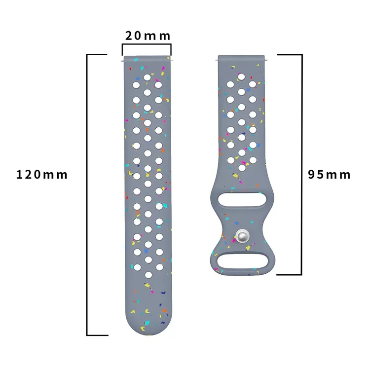 20mm Replacement Strap for Samsung Galaxy Watch7 44mm / 40mm Color Dot Silicone Watch Band Multi Hole Design - Grey Blue