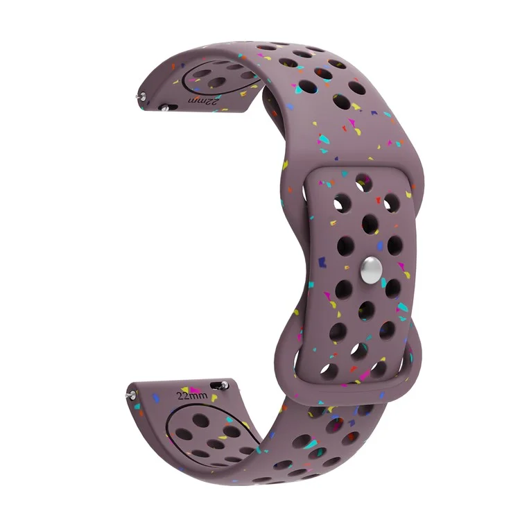 Bracelet de remplacement de 22 mm pour Huawei Watch GT 5 46 mm / 5 Pro 46 mm, Design à Pois Multicolores, Bracelet de Montre en Silicone Multiperforé - Violet Fumé