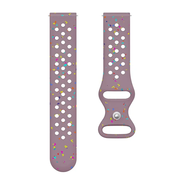 Bracelet de remplacement de 22 mm pour Huawei Watch GT 5 46 mm / 5 Pro 46 mm, Design à Pois Multicolores, Bracelet de Montre en Silicone Multiperforé - Violet Fumé