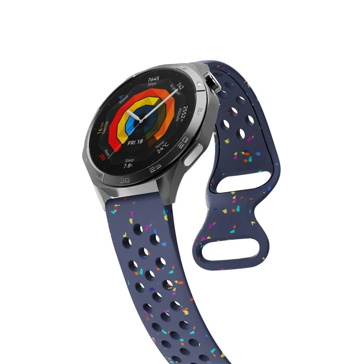 22mm Replacement Strap for Huawei Watch GT 5 46mm / 5 Pro 46mm Color Dot Silicone Watch Band Multi Hole Design - Midnight Blue