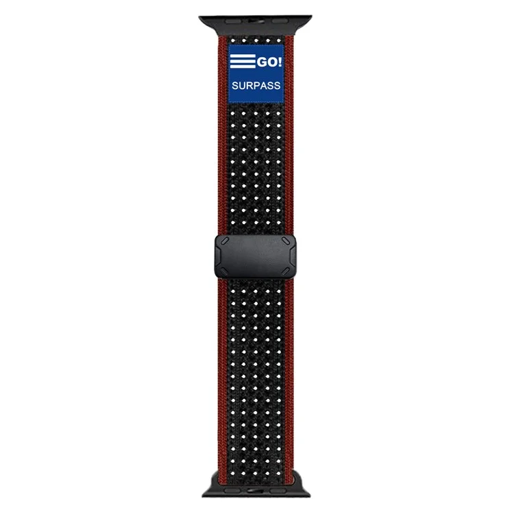 Replacement Strap for Apple Watch Series 10 Ultra 9 8 7 SE 6 5 4 3 2 1 46mm 49mm 45mm 44mm 42mm Magnetic Buckle Knitted Watch Band - Black / Red
