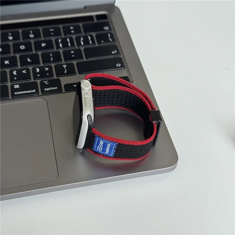 Replacement Strap for Apple Watch Series 10 Ultra 9 8 7 SE 6 5 4 3 2 1 46mm 49mm 45mm 44mm 42mm Magnetic Buckle Knitted Watch Band - Black / Red