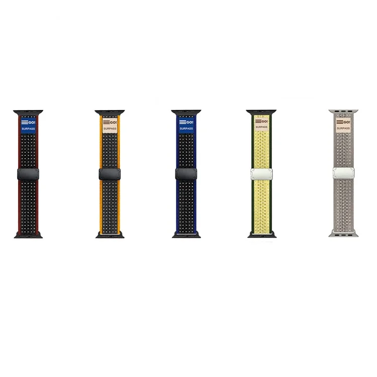 Replacement Strap for Apple Watch Series 10 Ultra 9 8 7 SE 6 5 4 3 2 1 46mm 49mm 45mm 44mm 42mm Magnetic Buckle Knitted Watch Band - Black / Red