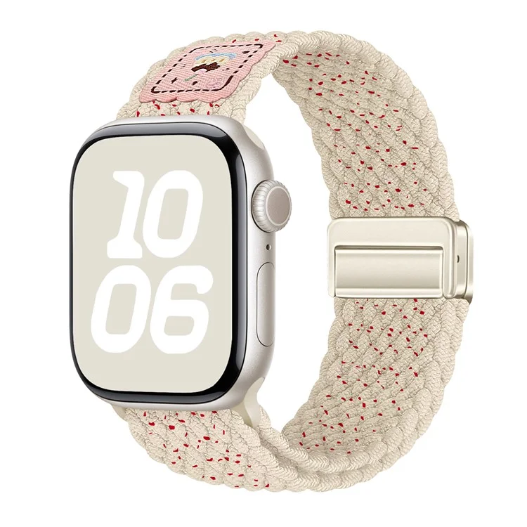 Nylon Strap for Apple Watch Series 10 Ultra 9 8 7 SE 6 5 4 3 2 1 46mm 49mm 45mm 44mm 42mm Magnetic Buckle Braided Watch Band - Cherry