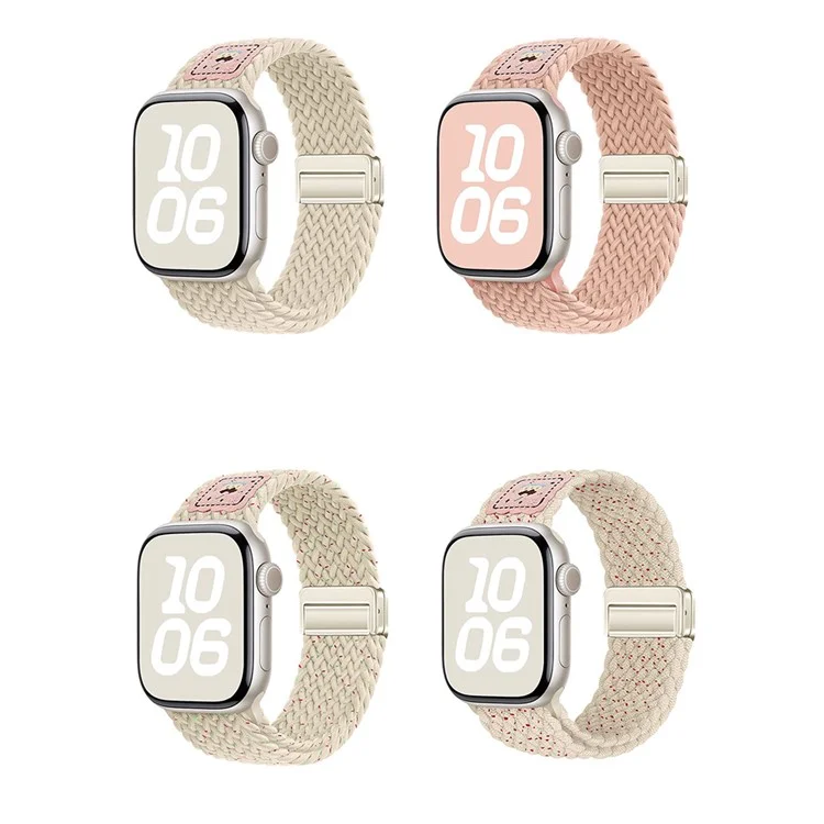 Nylon Strap for Apple Watch Series 10 Ultra 9 8 7 SE 6 5 4 3 2 1 46mm 49mm 45mm 44mm 42mm Magnetic Buckle Braided Watch Band - Cherry