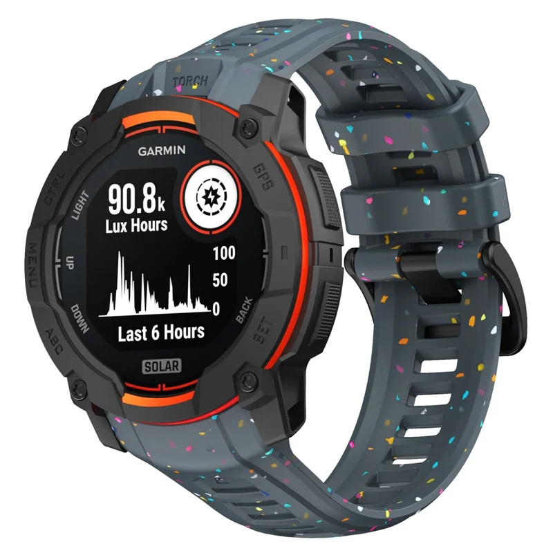 For Garmin Instinct 3 45mm Replacement Strap Color Confetti Design Silicone Watch Band - Blue