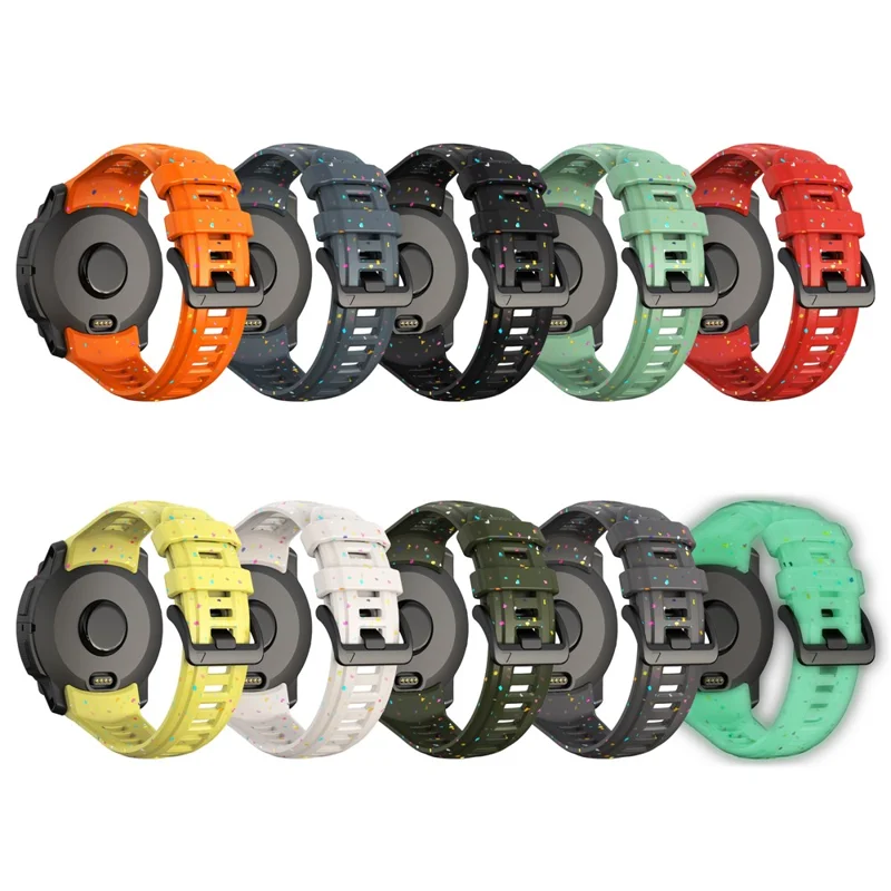 For Garmin Instinct 3 45mm Replacement Strap Color Confetti Design Silicone Watch Band - Blue