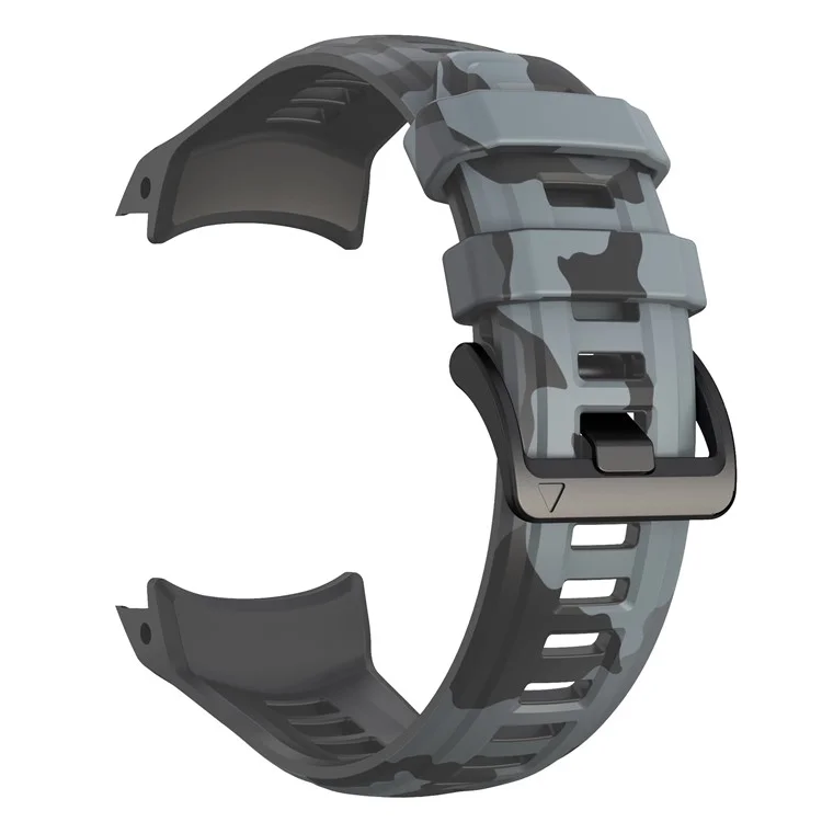 For Garmin Instinct 3 45mm Silicone Watch Band Camouflage Replacement Strap - Black Gey Camouflage