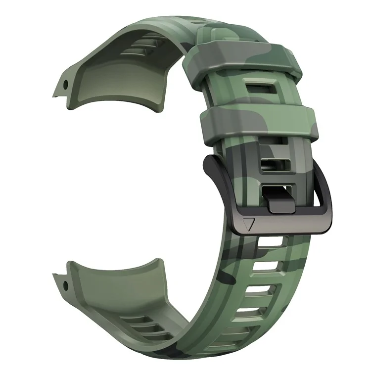 For Garmin Instinct 3 45mm Silicone Watch Band Camouflage Replacement Strap - Army Green Camouflage