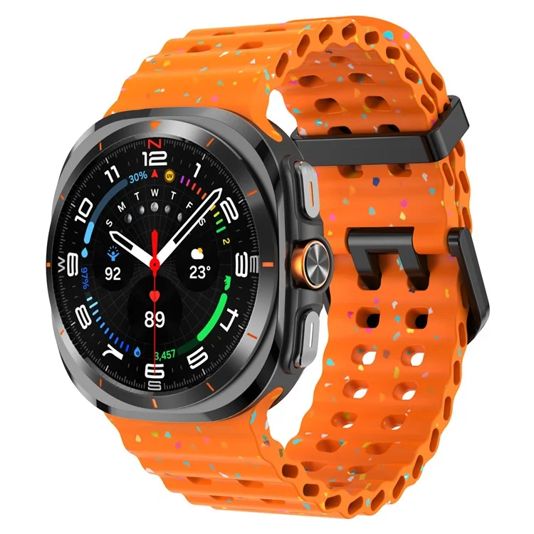 For Samsung Galaxy Watch Ultra 47mm Replacement Strap Color Confetti Design Silicone Watch Band - Orange
