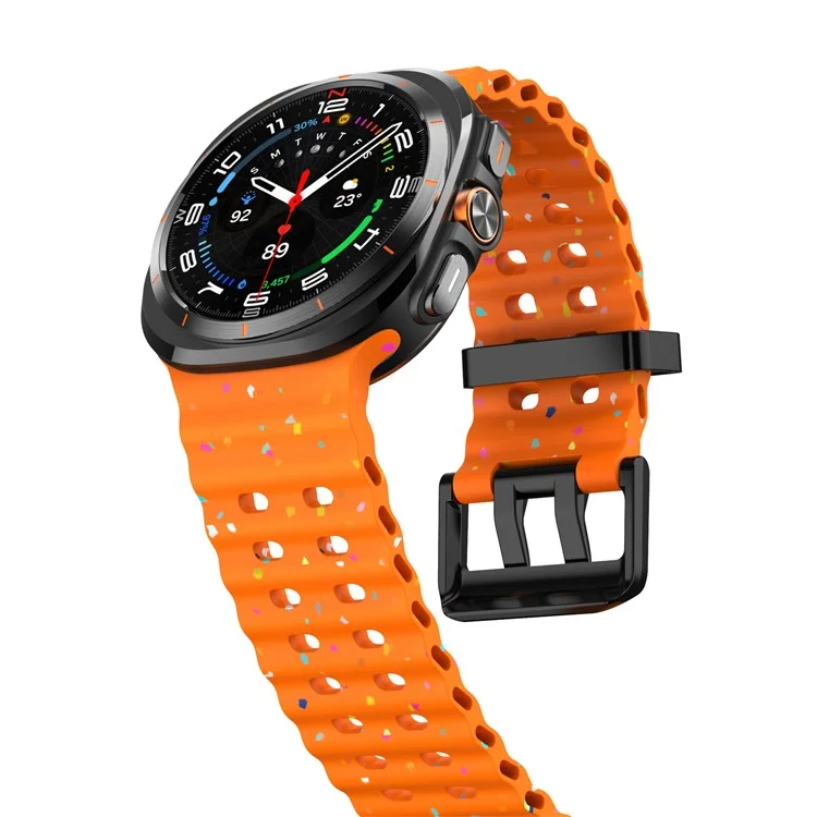 For Samsung Galaxy Watch Ultra 47mm Replacement Strap Color Confetti Design Silicone Watch Band - Orange