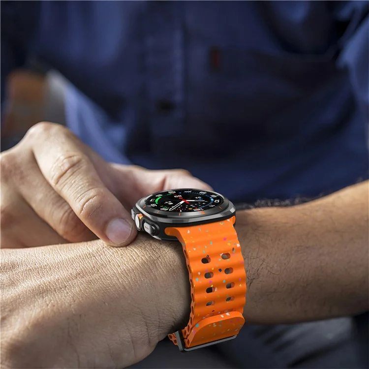 For Samsung Galaxy Watch Ultra 47mm Replacement Strap Color Confetti Design Silicone Watch Band - Orange