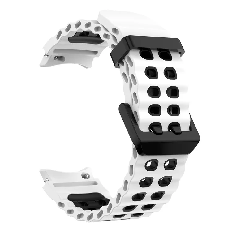 For Samsung Galaxy Watch7 40mm / 44mm Silicone Band Dual Color Replacement Watch Strap - White+Black