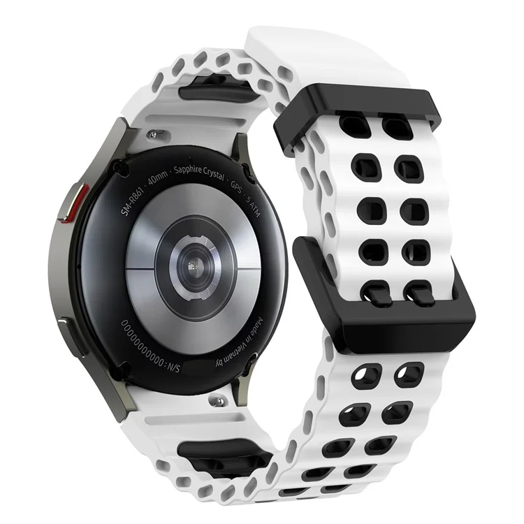 For Samsung Galaxy Watch7 40mm / 44mm Silicone Band Dual Color Replacement Watch Strap - White+Black