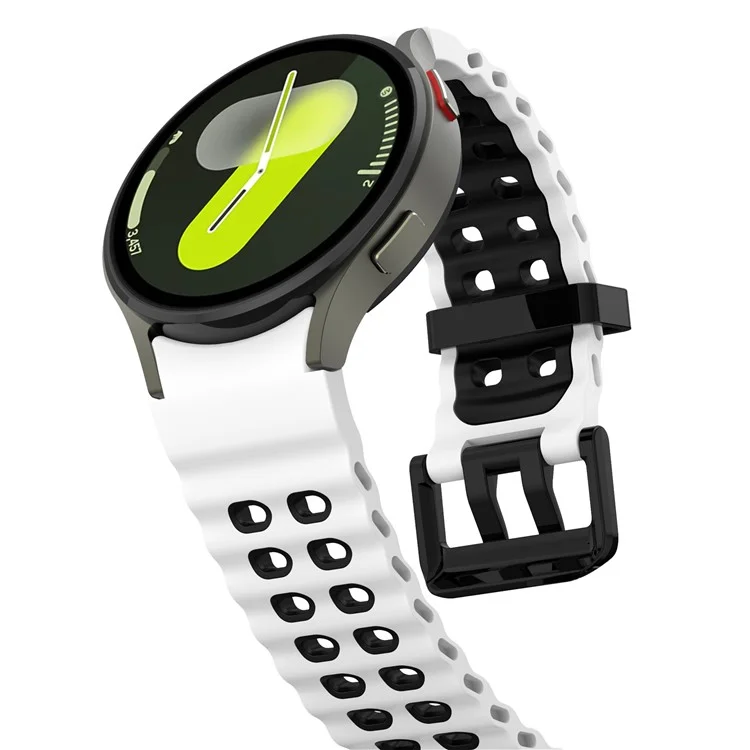 For Samsung Galaxy Watch7 40mm / 44mm Silicone Band Dual Color Replacement Watch Strap - White+Black