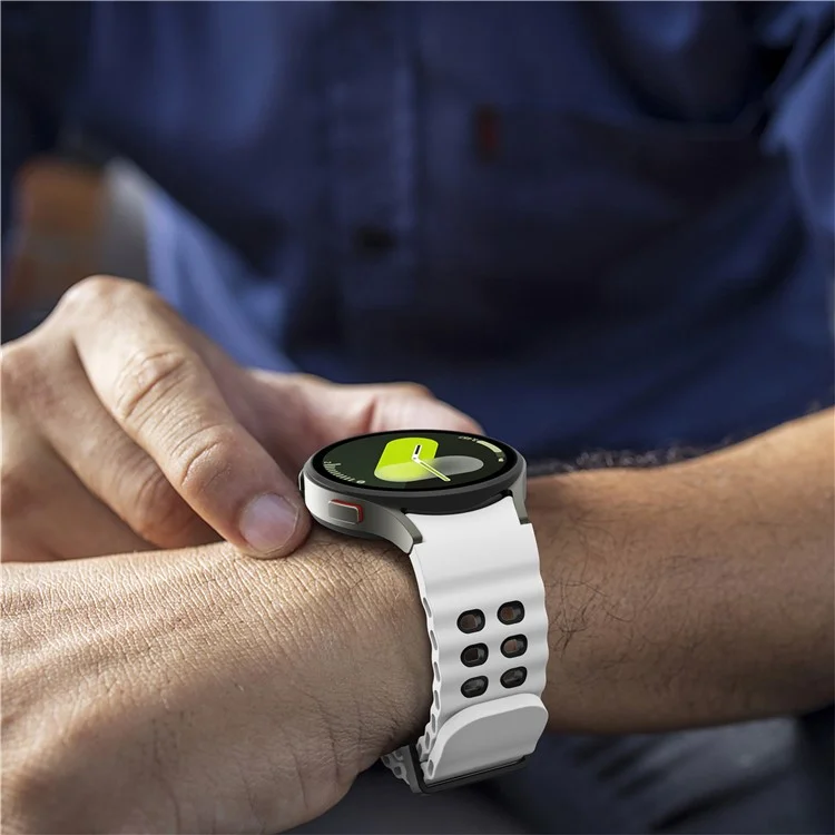 For Samsung Galaxy Watch7 40mm / 44mm Silicone Band Dual Color Replacement Watch Strap - White+Black