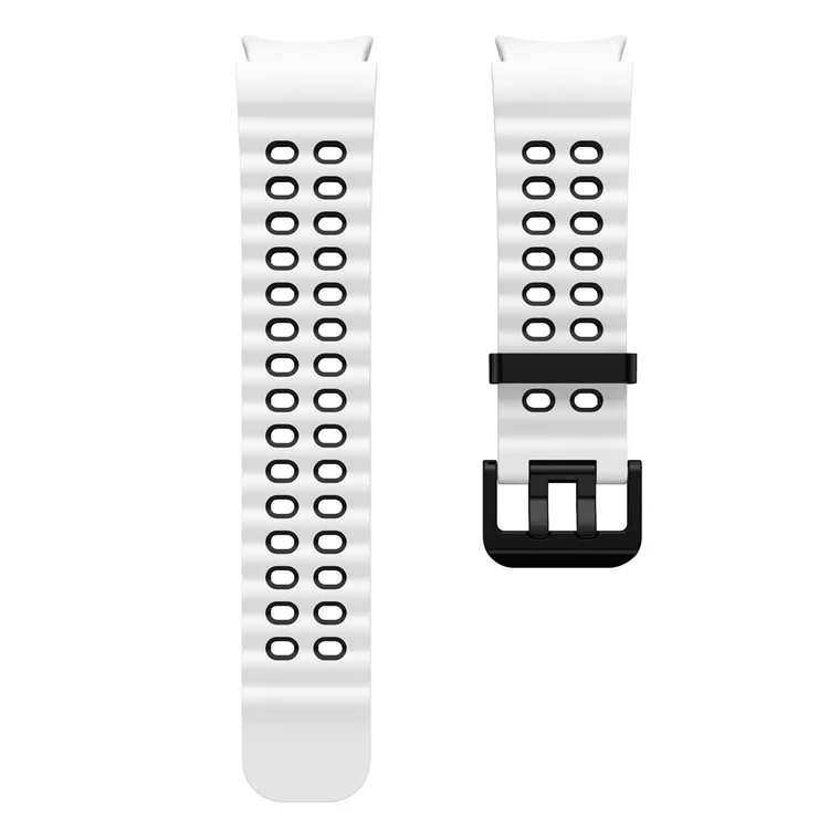 For Samsung Galaxy Watch7 40mm / 44mm Silicone Band Dual Color Replacement Watch Strap - White+Black