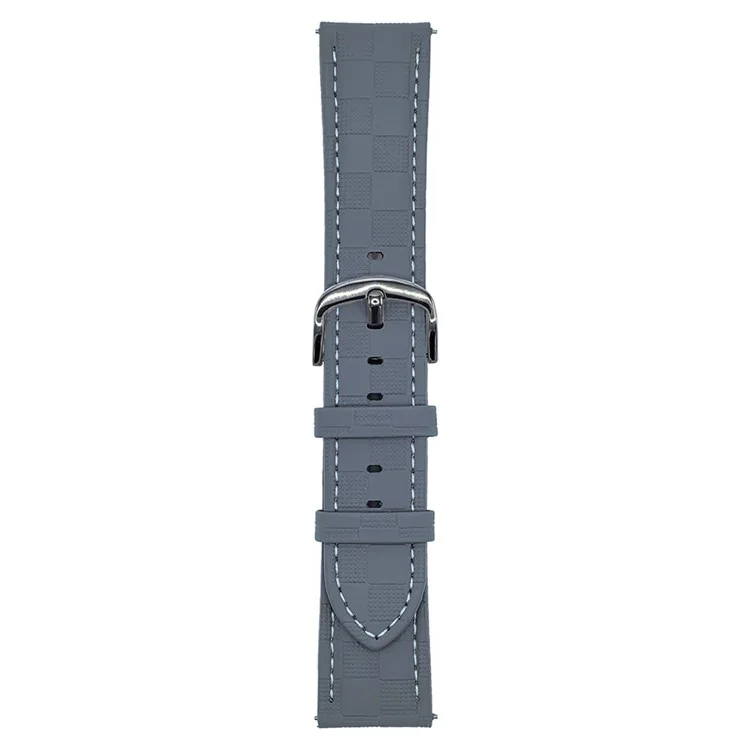 For Huawei Watch GT 5 41mm Plaid Texture Watch Band 18mm Adjustable Leather Wrist Strap - Grey