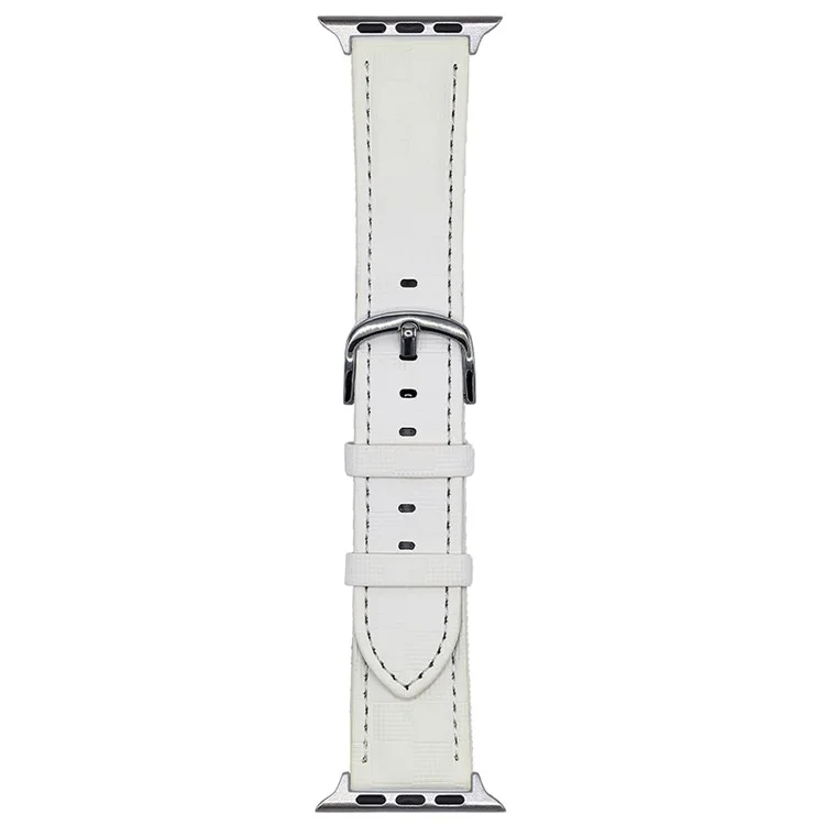 Cinturino per Apple Watch Serie 10 9 8 7 SE 6 5 4 3 2 1 42mm 41mm 40mm 38mm Texture a Quadri Cinturino in Pelle Regolabile - Beige